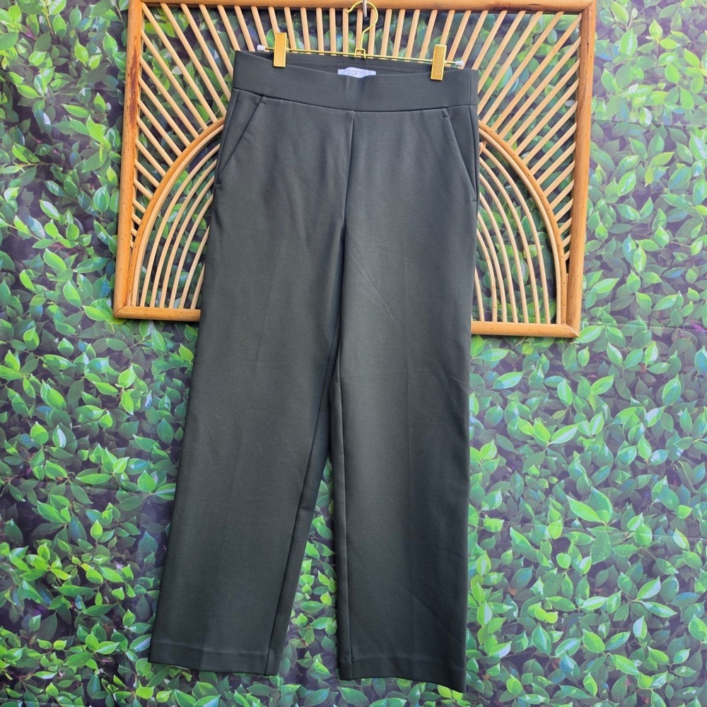 Loft Womens Olive Green Pull On Straight Leg Trousers Pants Size SP Petite